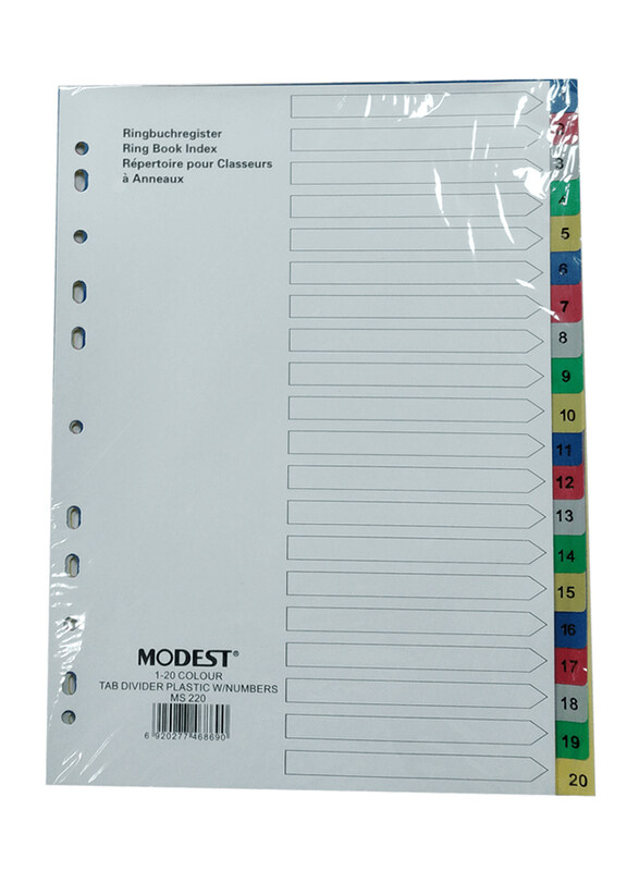 

Modest A4 Size Plastic Divider, 1-20, Assorted