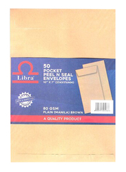 Libra Plain Peel & Seal Envelope 80GSM, A5 Size, 500 Piece, Brown