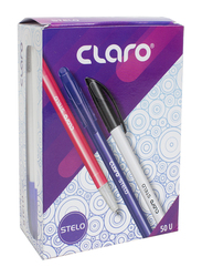 Claro Stelo 50-Piece Ball Pen, 0.7mm, Blue