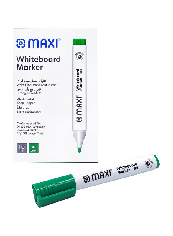 

Maxi 10-Piece Bullet Nib White Board Marker Set, Green