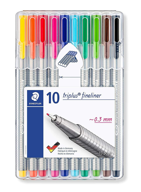 Staedtler Triplus Fineliner Tip Pens, 10 Pieces, Multicolour