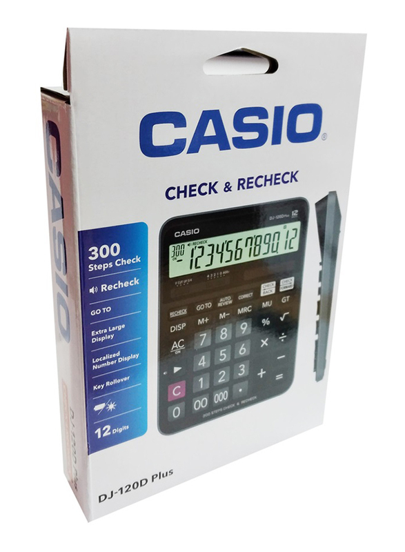 Casio 12-Digit Office Calculator, DJ120D-Plus, Black