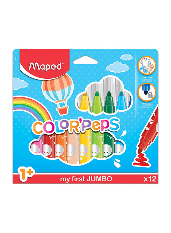 

Maped Colour Peps Maxi Washable Felt Markers, 12 Colour, Multicolour