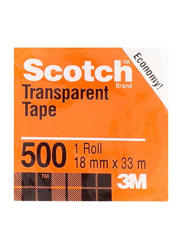 3M Scotch 18mmx33m Economy Transparent Tape, Clear