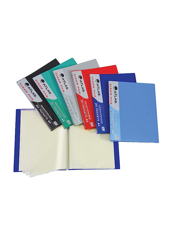Atlas Clear File Presentation Book, A4 Size, 10 Pockets, Assorted