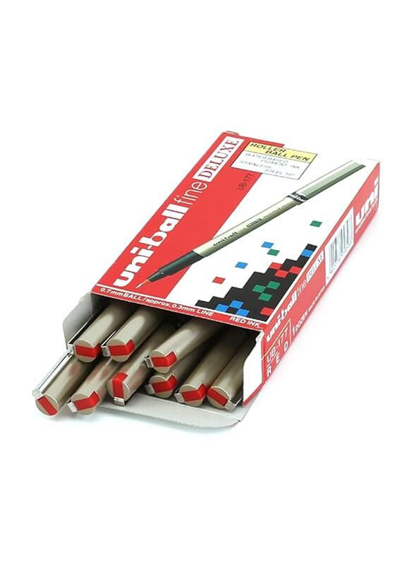 

Mitsubishi 12-Piece Fine Delux Roller Ball Pen Set, Red