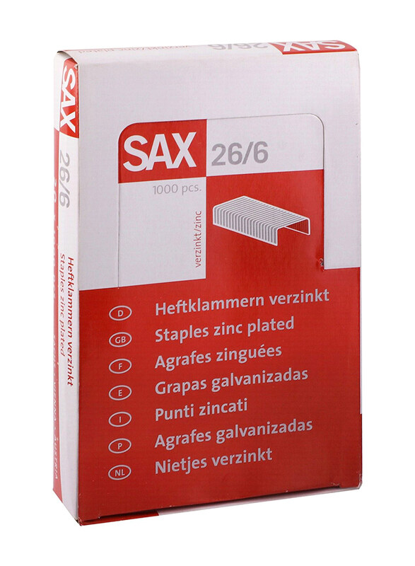 

Sax 26/6 Staples, 20 x 1000 Pieces, Silver