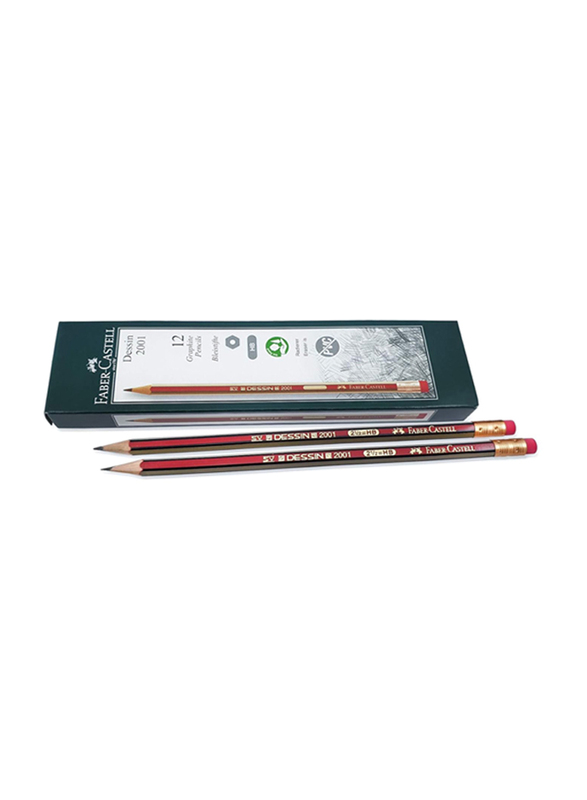 

Faber-Castell 12-Piece Dessin Black Lead HB Pencil with Eraser, Multicolour