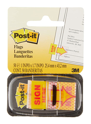 3M Post-It Sign Index Flags Sticky Notes, 25.4 x 43.2mm, 50 Sheet, Yellow