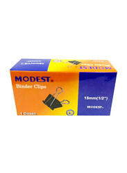 Modest Binder Clip, 15mm, 12 Piece, Black