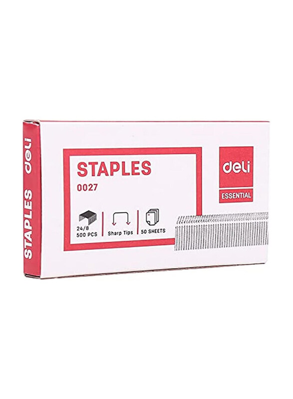 

Deli 24/8 No. Stapler Pins, E0027, 500 Pieces, Silver