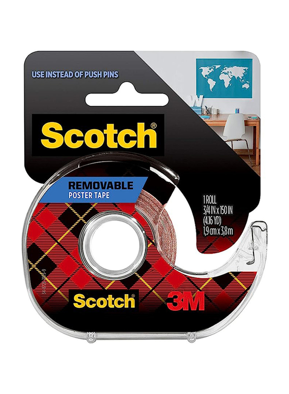 3M Scotch 3/4"x150" Double-sided Removable Poster Tape, Multicolour