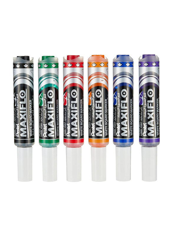 

Pentel 6-Piece Maxflow Whiteboard Marker Chisel Set, PE-MWL6-06, Assorted