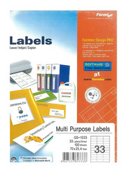 Formtec Label 3300 Labels, 70x25mm, A4 Size, 100 Sheet, White