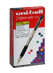 Mitsubishi 12-Piece Uni-Ball Signo DX Roller Pen Set, 0.7mm, Black