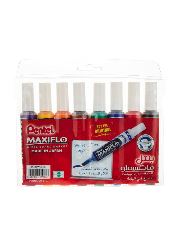 

Pentel 8-Piece Maxiflo Whiteboard Marker Chisel, Assorted