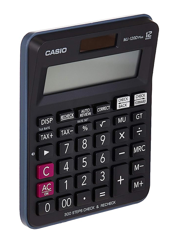 Casio 12-Digit Desktop Basic Calculator, MJ-120D Plus, Black