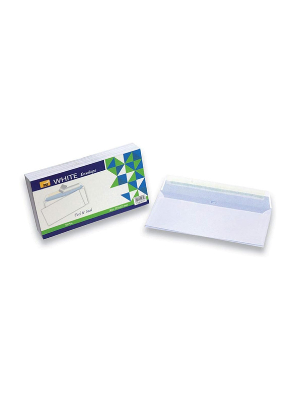 PSI Peal & Seal Envelope, 115 x 225mm, 50 Pieces, 80 GSM, White