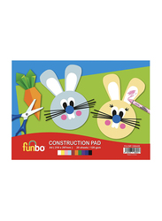 Funbo Construction Pad, 120gsm, A4, 20 Sheets, 10 Piece, Assorted Colours