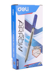 Deli 12-Piece EQ00830 Ball Point Pen with 0.5mm Mini Tip, Blue