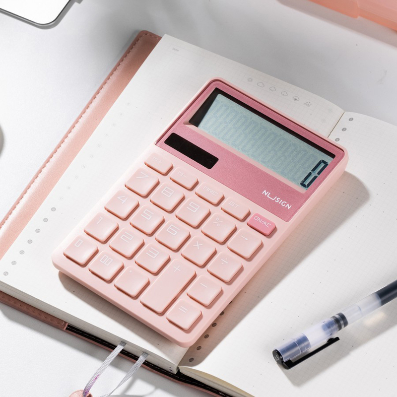 Deli Nusign 12-Digits Desk Calculator, 163.6 x 106 x 19mm, NS042, Pink