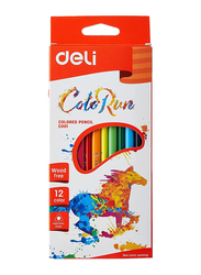 Deli Triangle Colored Pencils, 12 Pieces, Multicolour