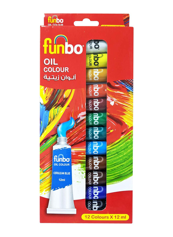 Funbo Oil Paint Set, 12ml, 12 Piece, Multicolour