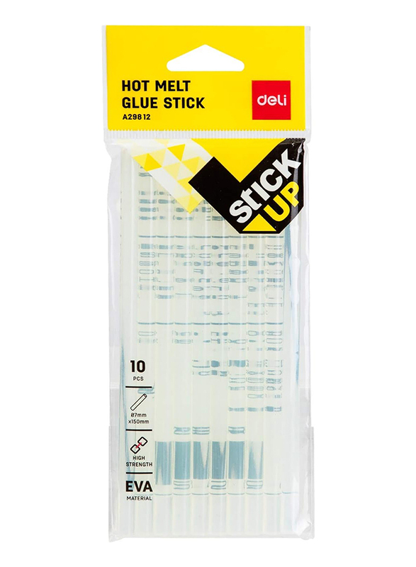 Deli Stick Up Hot Melt Glue Stick, 10 Pieces, White