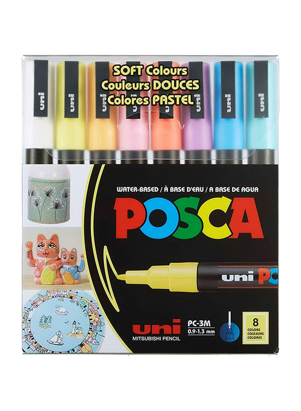 Uni Posca Paint Marker, 8 Colours, Assorted Colours