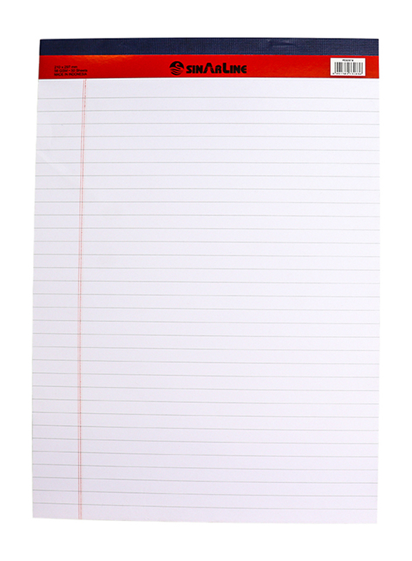 sinarline Legal Pad, 50 Sheets, A4 Size, White
