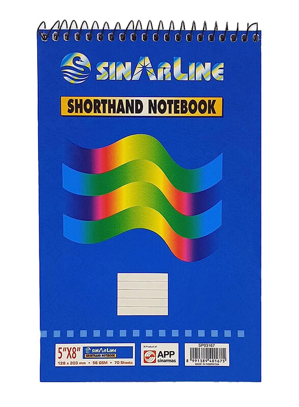 

Sinarline Shorthand Notebook, 5 x 8 inch, 70 Sheets, 56 GSM, A5 Size, Blue