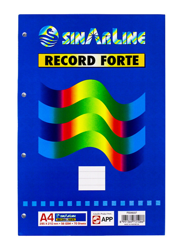 

Sinarline Record Forte 4 Holes Notebook, 70 Sheets, 56 GSM, A4 Size, White