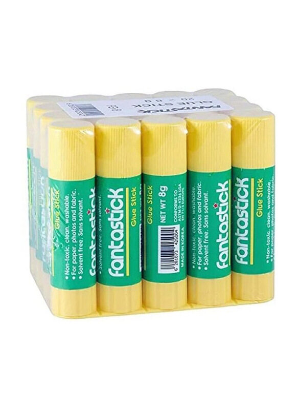 

Fantastick Glue Stick, 8gm, 20 Pieces, Yellow