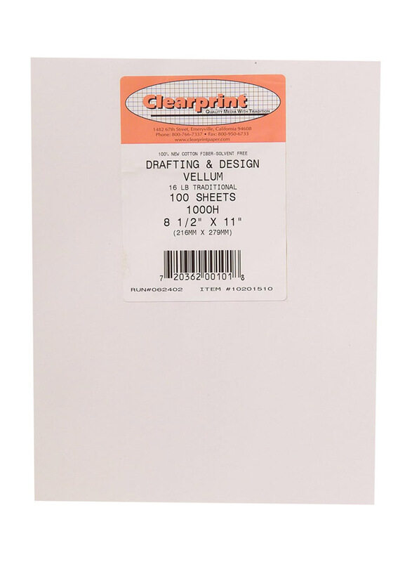 

Clearprint Drafting & Design Vellum, 1000H, 8.5 x 11 Inch, 100 Sheets, White