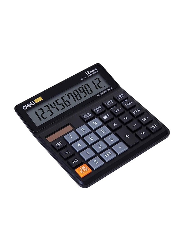 Deli 12-Digit Desktop Calculator, EM01120, Black