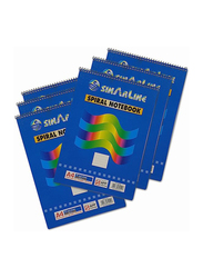 Sinarline Top Spiral Notebook, 210 x 295mm, 70 Sheets, 58 GSM, A4 Size, 6 Pieces, SP03846, Blue