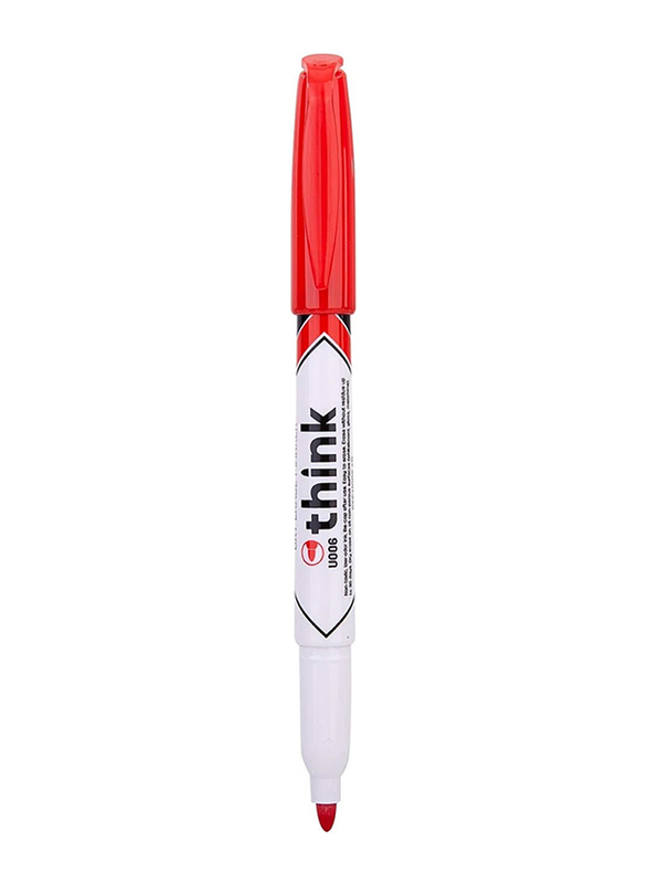 Deli 1.2mm Bullet Tip Think Dry Erase Marker, Red