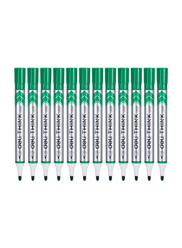 

Deli 12-Piece EU00150 U001 Bullet Tip Dry Erase Marker, Green