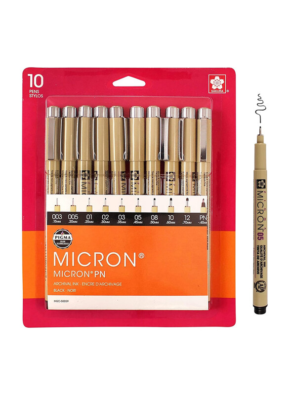 

Sakura 10-Piece Pigma Micron Pen Set, Black