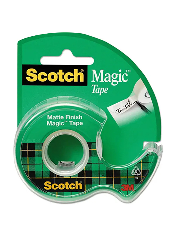 3M Scotch 3/4"x7.6m Magic Tape with Dispenser, Green