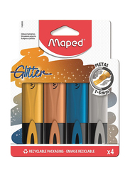 Maped Fluo Peps Glitter Metal Highlighters, 4 Piece, Multicolour