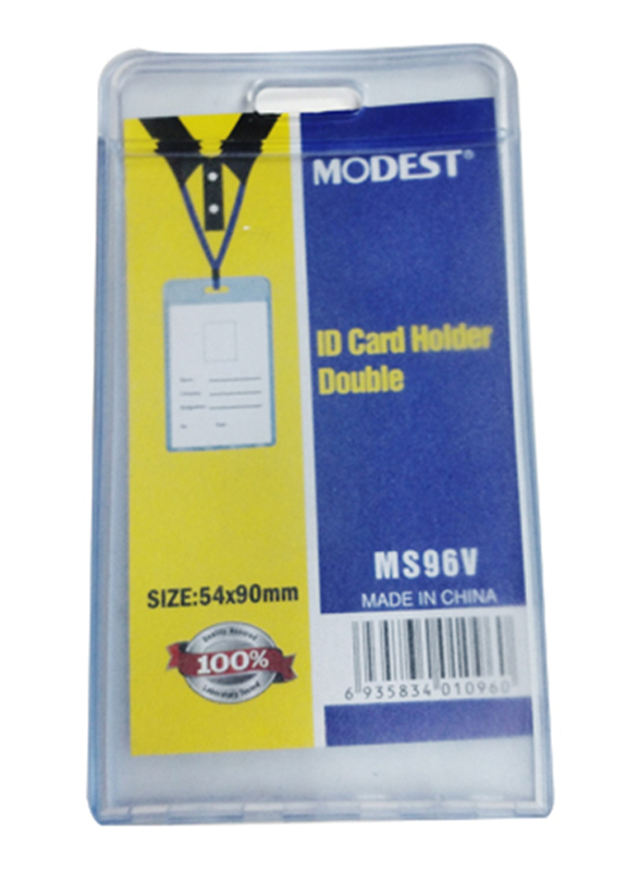 Modest Portrait ID Card Double Holder, 54x90mm, Silver