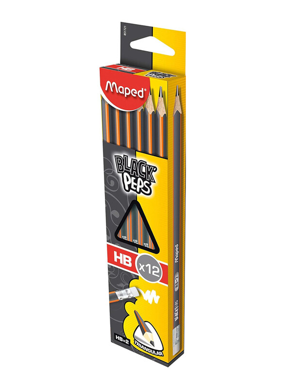 

Maped 12-Piece Black Peps HB Pencil + Eraser Box, Multicolour