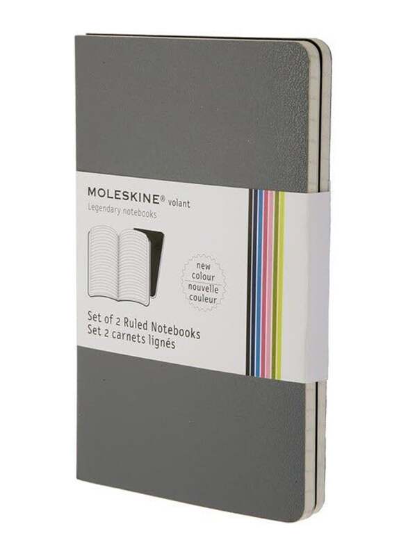 

Moleskine Volant Ruled Pocket Journal Notebook Set, 80 Pages, 2 Pieces, Grey