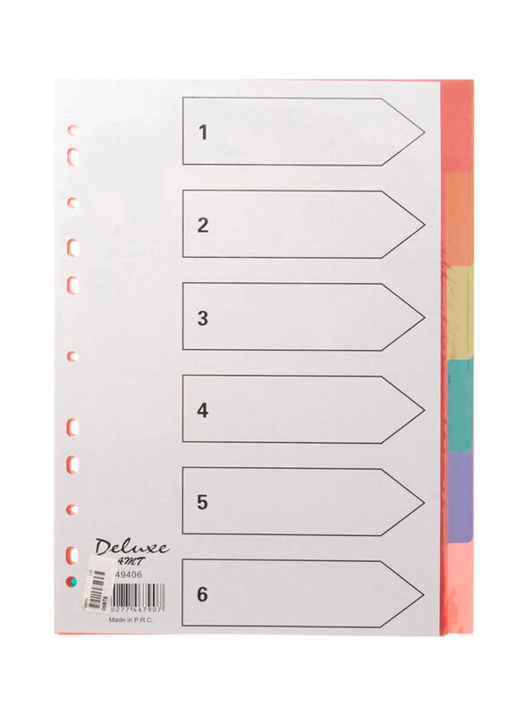 

Deluxe File Divider 6 Tabs Colors, Clear