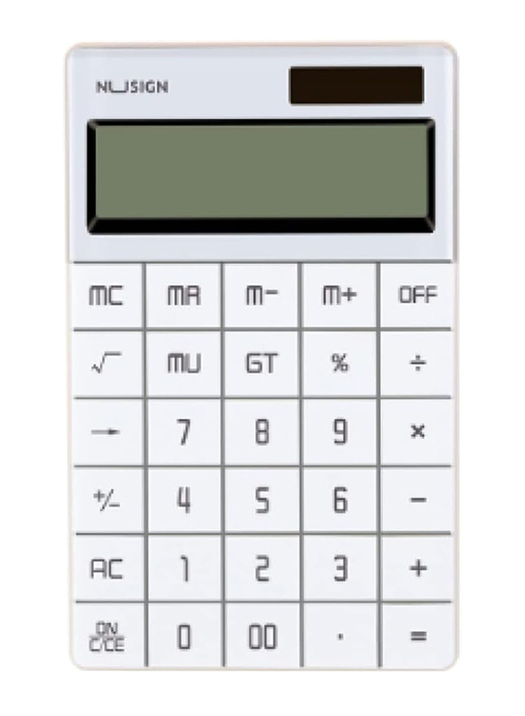 Deli Nusign 12-Digits Desk Calculator, 165.3 x 103.2 x 14.7mm, NS041, White
