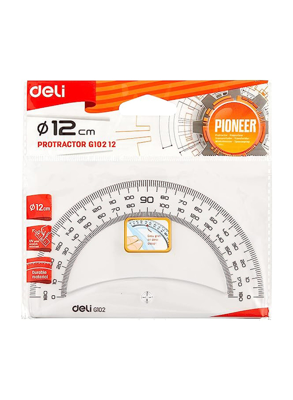 Deli EG10212 Protractor, 12cm, Clear
