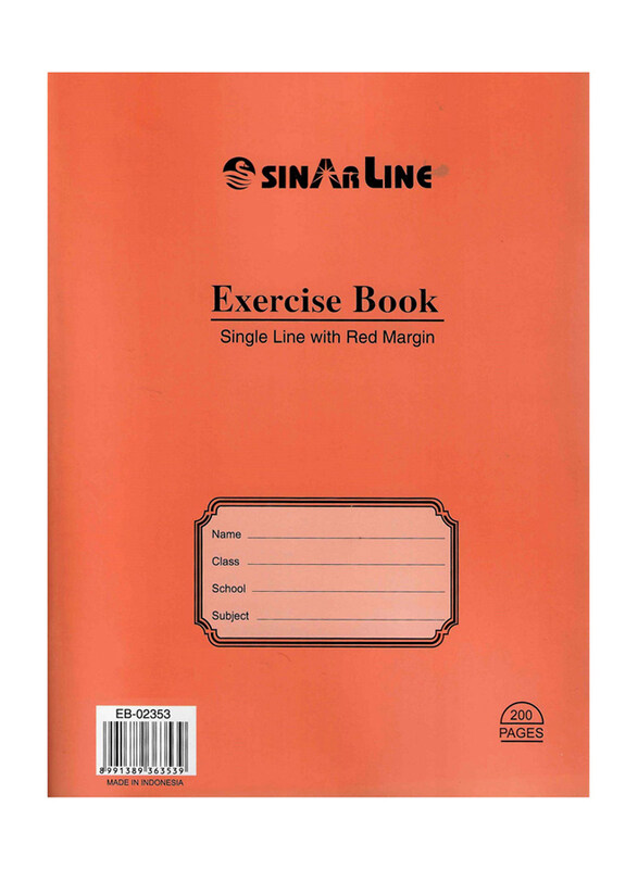 Sinarline Exercise Single Line Notebook with Red Margin, 200 Sheets, Brown