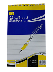 PSI Spiral Ruled Shorthand Notebook, 128 x 205mm, 8mm, 70 Sheets, Multicolour