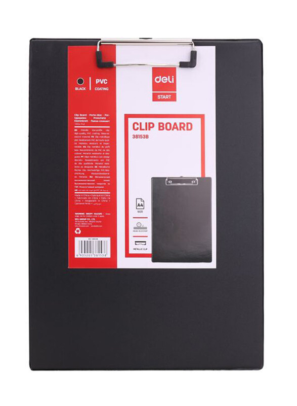 

Deli PVC A4 Single Sided Clip Board, Black